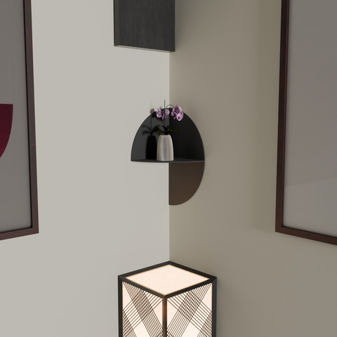 Luna Metal Corner Shelf — product photograph | رف لونا المعدني لزوايا الحائط — صورة للمنتج