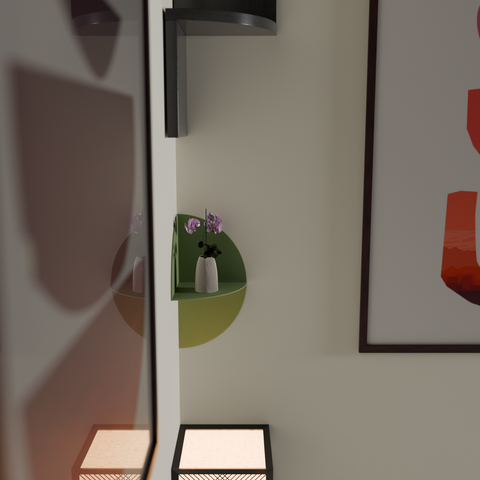 Luna Metal Corner Shelf — product photograph | رف لونا المعدني لزوايا الحائط — صورة للمنتج