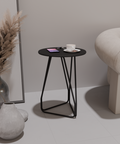 Open wire metal side table with minimalist modern design for living room or bedroom طاولة جانبية سلكية بتصميم معدني بسيط وعصري لغرفة المعيشة أو النوم