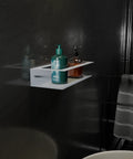 Modern stainless steel shampoo holder for bathroom storage of bottles and toiletries حامل شامبو ستانلس ستيل مودرن لحفظ الزجاجات والأغراض في الحمام