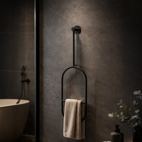 Una Wall-Mounted Towel Holder - Compact Modern Bathroom Organizer