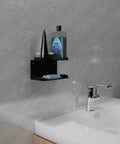 Stainless steel wall mounted soap holder for organizing soap and bath items حامل صابون من ستانلس ستيل مثبت على الحائط لتنظيم الصابون وأغراض الحمام