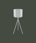 Contemporary hexagonal planter pot with stylish tripod base for indoor or outdoor plants وعاء زرع سداسي عصري بقاعدة ثلاثية أنيقة