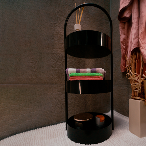 Round Shelving Unit – Modern Stainless-Steel Storage & Display for Stylish Interiors