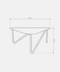 Triangular modern metal coffee table with sculptural legs in living room طاولة قهوة معدنية عصرية بشكل مثلث وأرجل نحتية في غرفة المعيشة