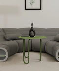 Curved modern metal coffee table for living room drinks books and decor طاولة قهوة معدنية عصرية بتصميم منحني لغرفة المعيشة للمشروبات والكتب والديكور