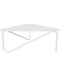 Triangular modern metal coffee table with sculptural legs in living room طاولة قهوة معدنية عصرية بشكل مثلث وأرجل نحتية في غرفة المعيشة
